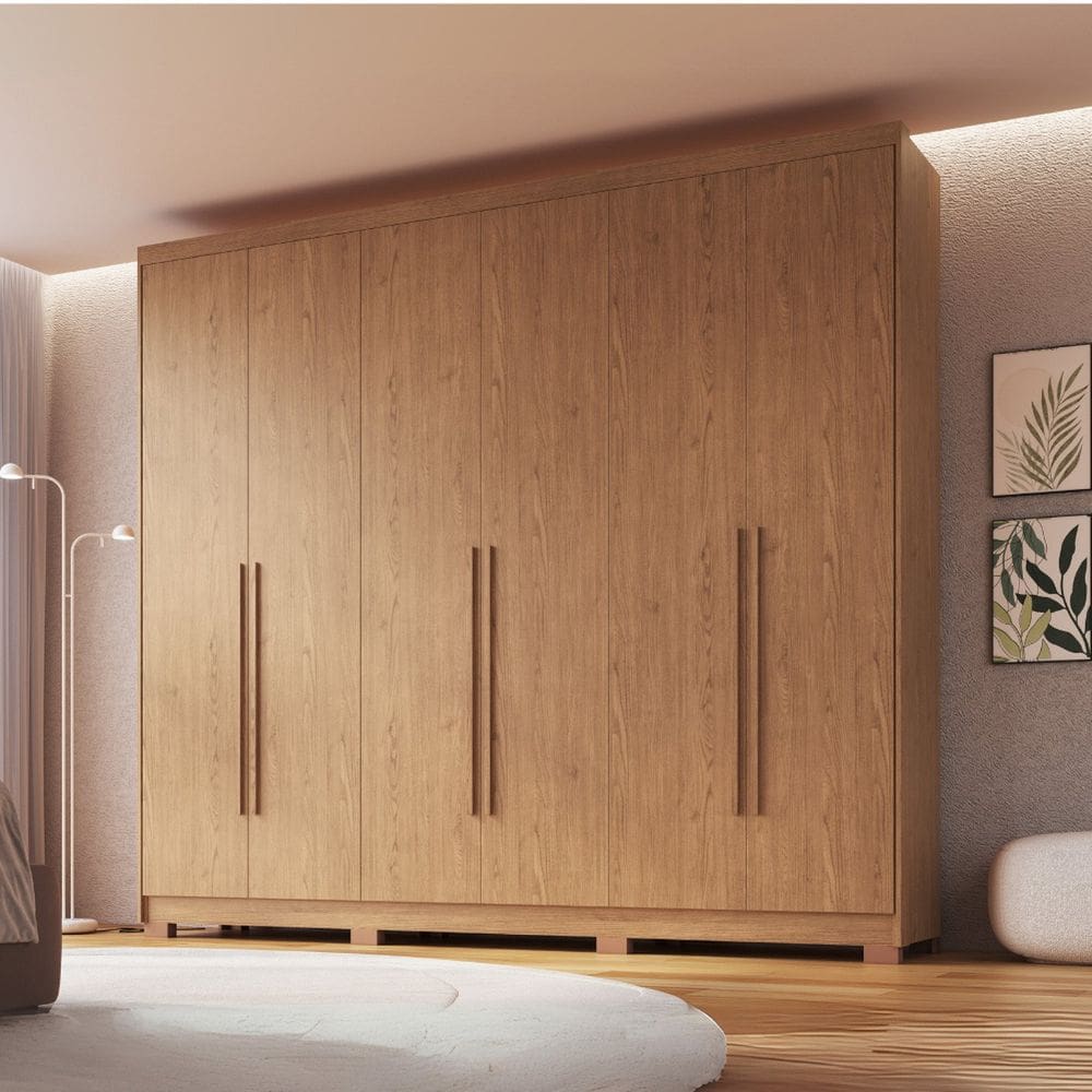 Guarda-roupa 6 Portas 6 Gavetas Brescia Cedro