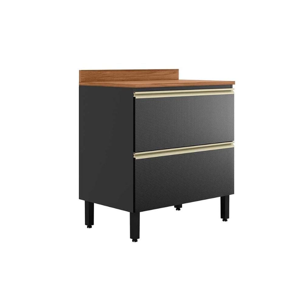 Balcão de Cozinha c/ Tampo Proença c/ 1 Porta e 1 Gaveta 80cm Nogueira/Carbono Prime TX - Demóbile