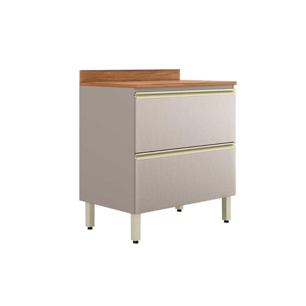 Balcão de Cozinha c/ Tampo Proença c/ 1 Porta e 1 Gaveta 80cm Nogueira Touch/Nude Prime - Demóbile