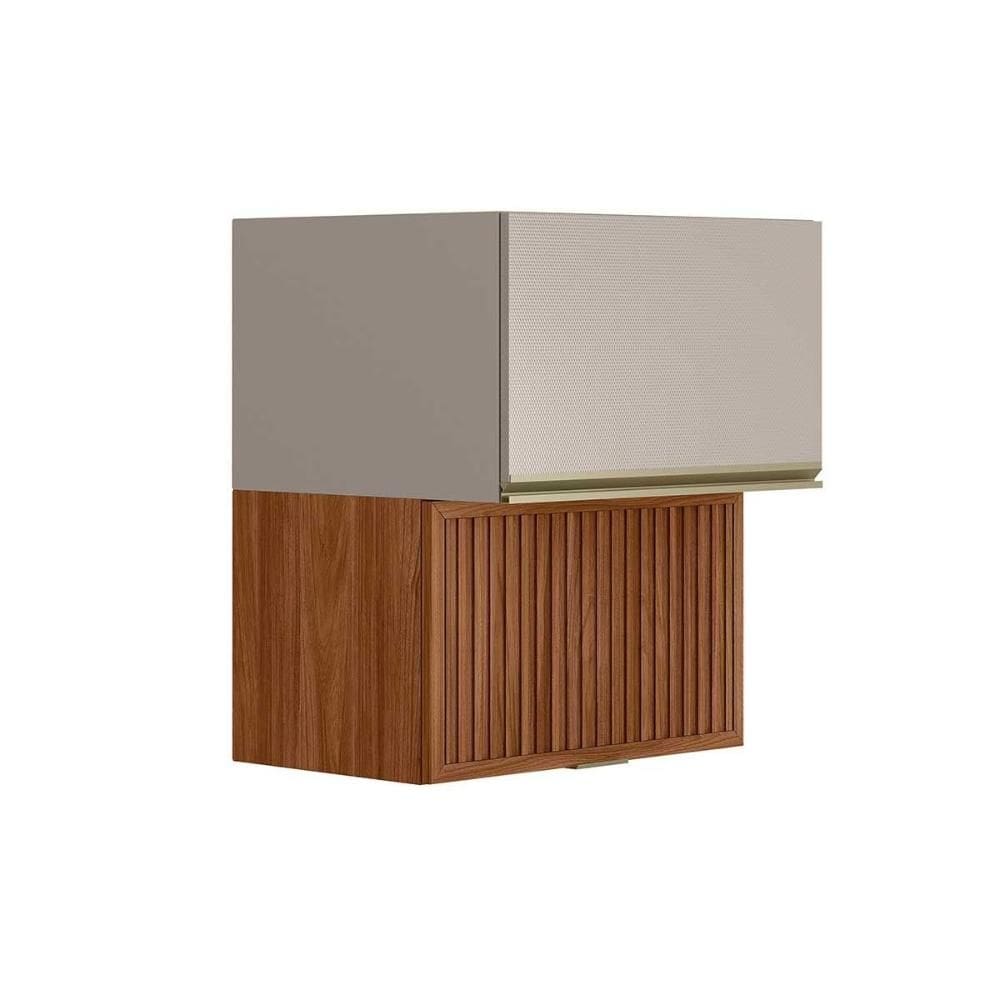 Armário Aéreo p/ Cozinha Proença c/ 2 Portas Basculante (1 Ripada) 60cm Nogueira Touch/Nude Prime - Demóbile