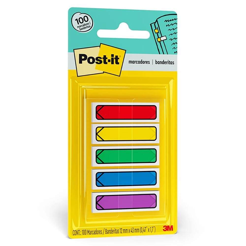 Post it tape flags setas 5 cores diversas com 100 fls 3M