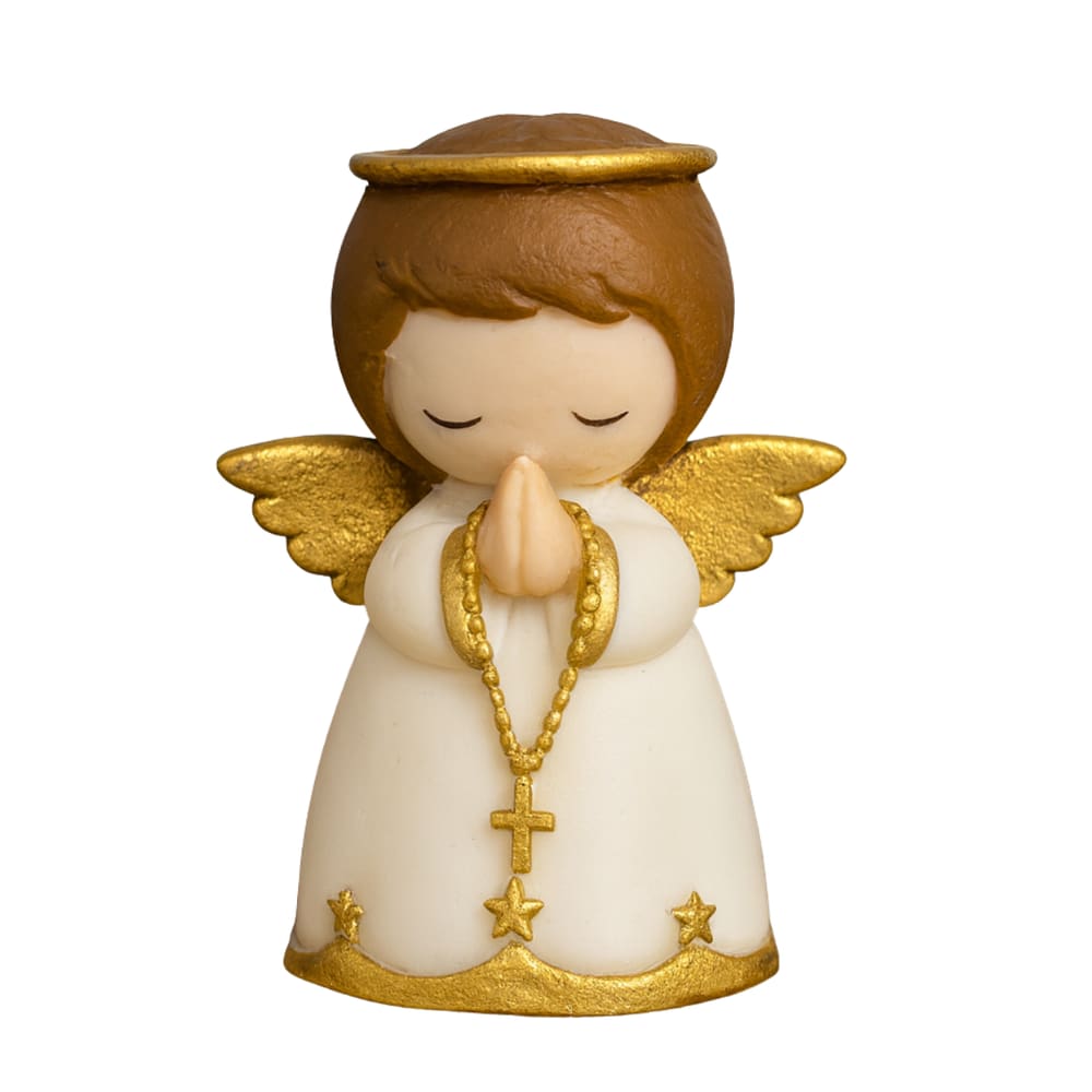 Escultura Anjinho Rezando Branco 7 cm em Resina