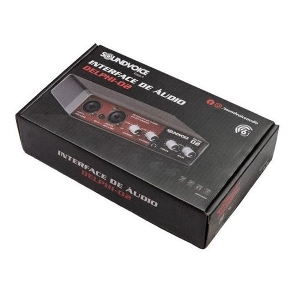 Interface De Áudio USB 2 Canais Delphi-02 Soundvoice - Preto