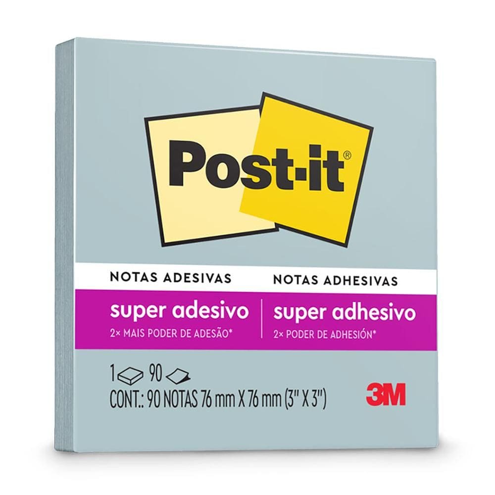 Bloco de notas Post it azul jeans 76x76mm 90 fls 3M