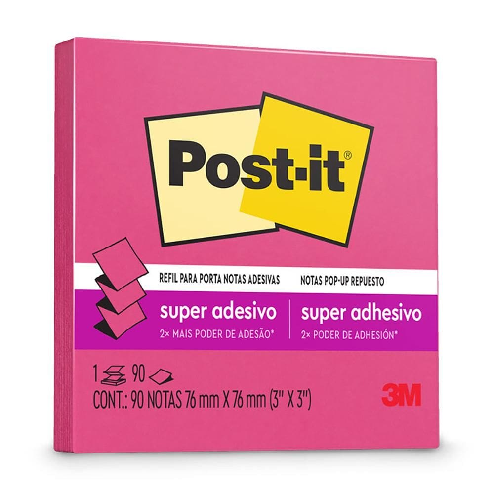 Bloco Post it refil poder rosa 76x76mm 90 fls 3M
