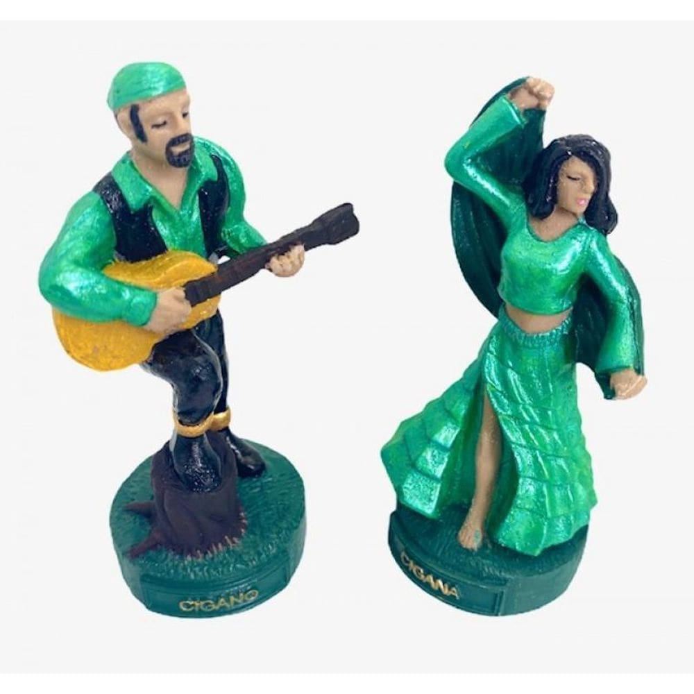 Esculturas Casal Ciganos Em Resina 11 Cm Umbanda E Candomblé