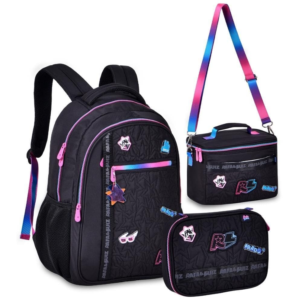 Kit Mochila De Costas Lancheira Estojo Rafa E Luiz Rl24019Kt