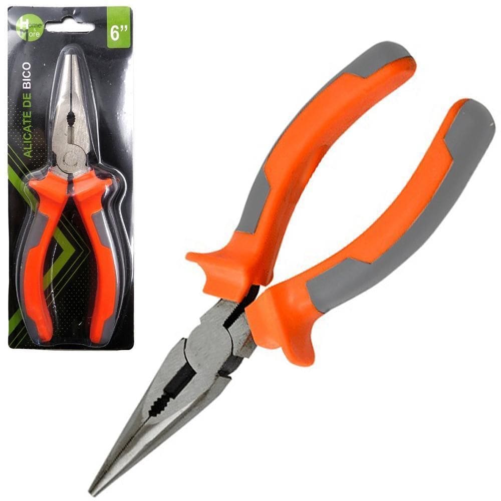 Alicate De Bico Meia Cana Reto 6`` Cabo Emborrachado Laranja