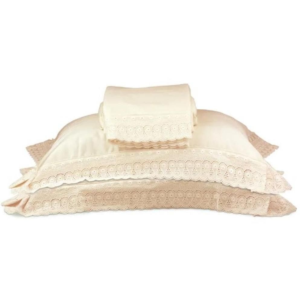 Jogo De Cama Queen 300 Fios Renascença 4 Peças Pérola