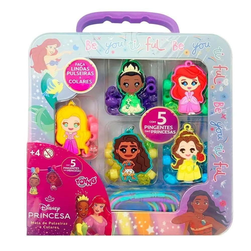 Maleta Pulseiras E Colares Kit Infantil - Disney Princesas