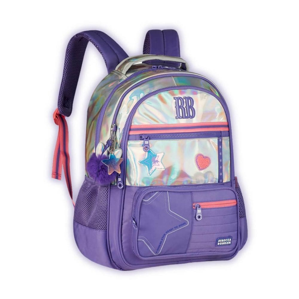 Mochila Rebecca Bonbon De Costas Escolar Holográfica Lilás