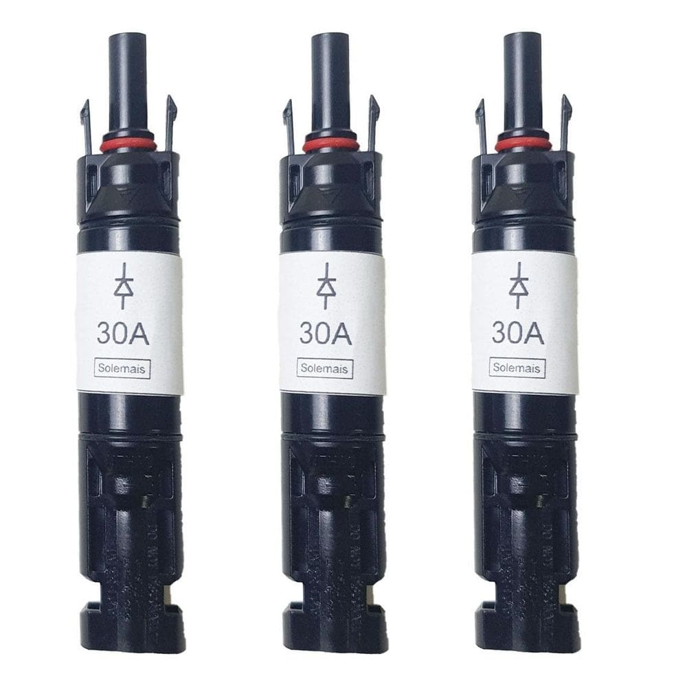 Kit 3 Conectores MC4 com Diodo 30A Placa Energia Solar