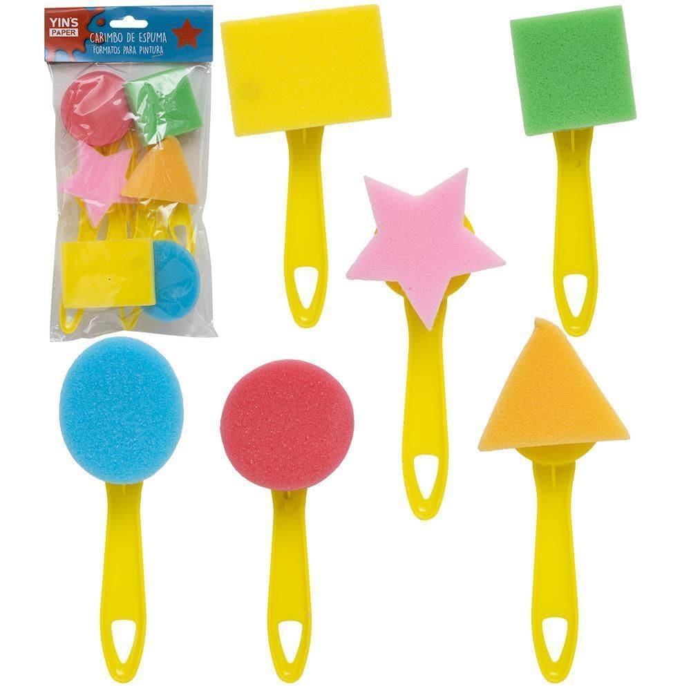Carimbo Espuma Formatos Pintura Cabo Plastico Yins 6 Pecas