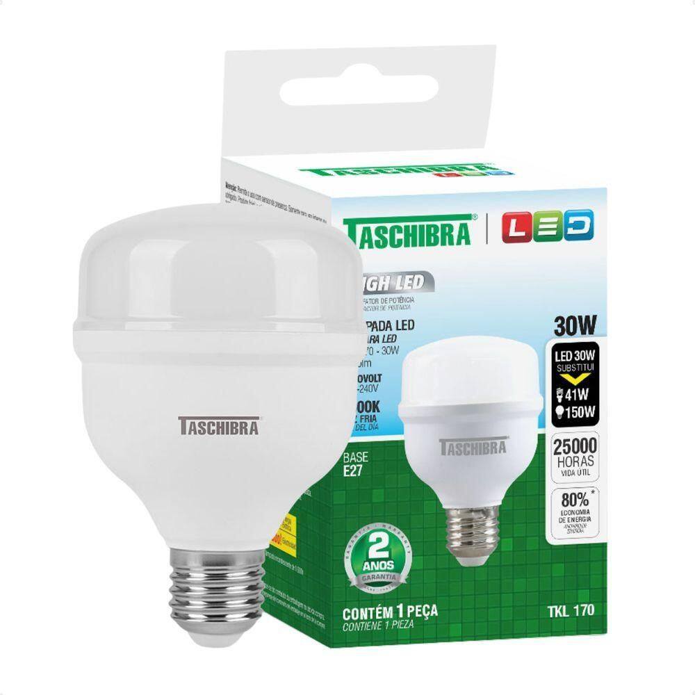 Kit 5 Lâmpadas High Led Tkl 30w Taschibra E27 Bivolt 6500k Frio
