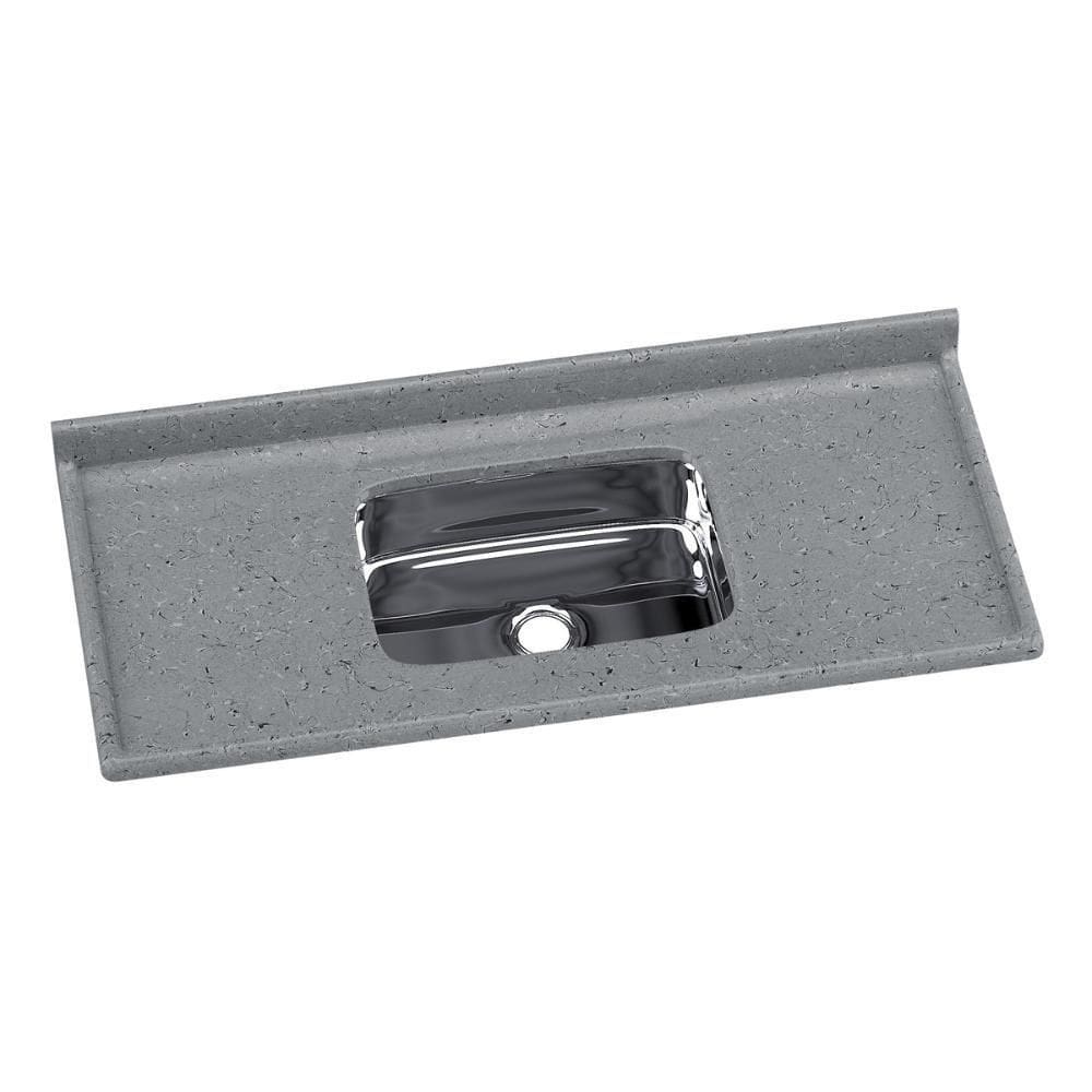 Pia De Cozinha Mármore Sintético 120x55cm Com Cuba Aço Inox Multimóveis CR20472 Cinza