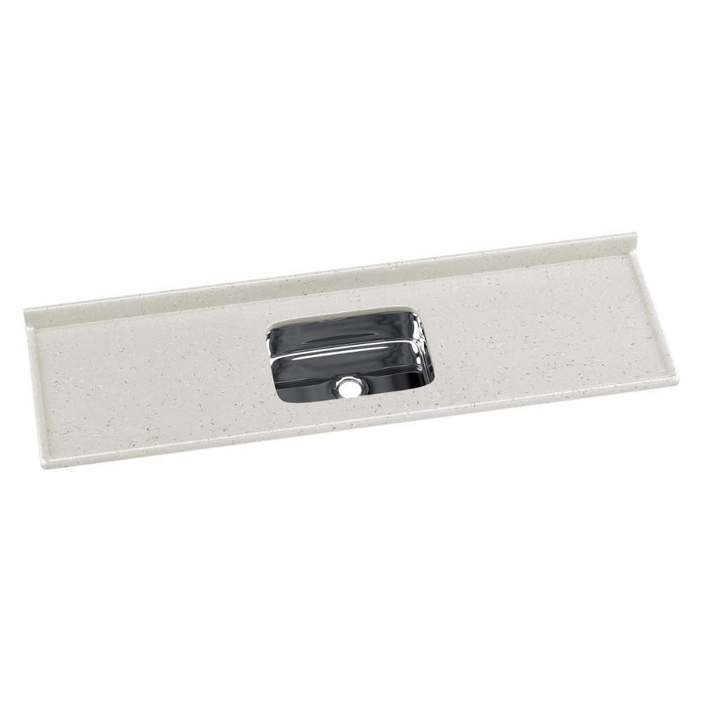 Pia De Cozinha Mármore Sintético 180x55cm Com Cuba Aço Inox Multimóveis CR20476 Travertino