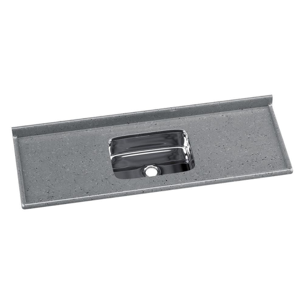 Pia De Cozinha Mármore Sintético 150x55cm Com Cuba Aço Inox Multimóveis CR20474 Cinza