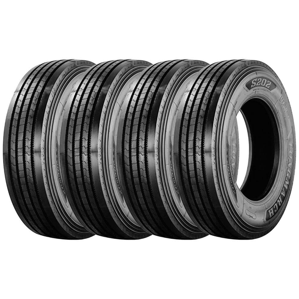 Pneu LongMarch S202 275/80 R22.5 Aro 22.5 147/144M 16PR Liso Kit4