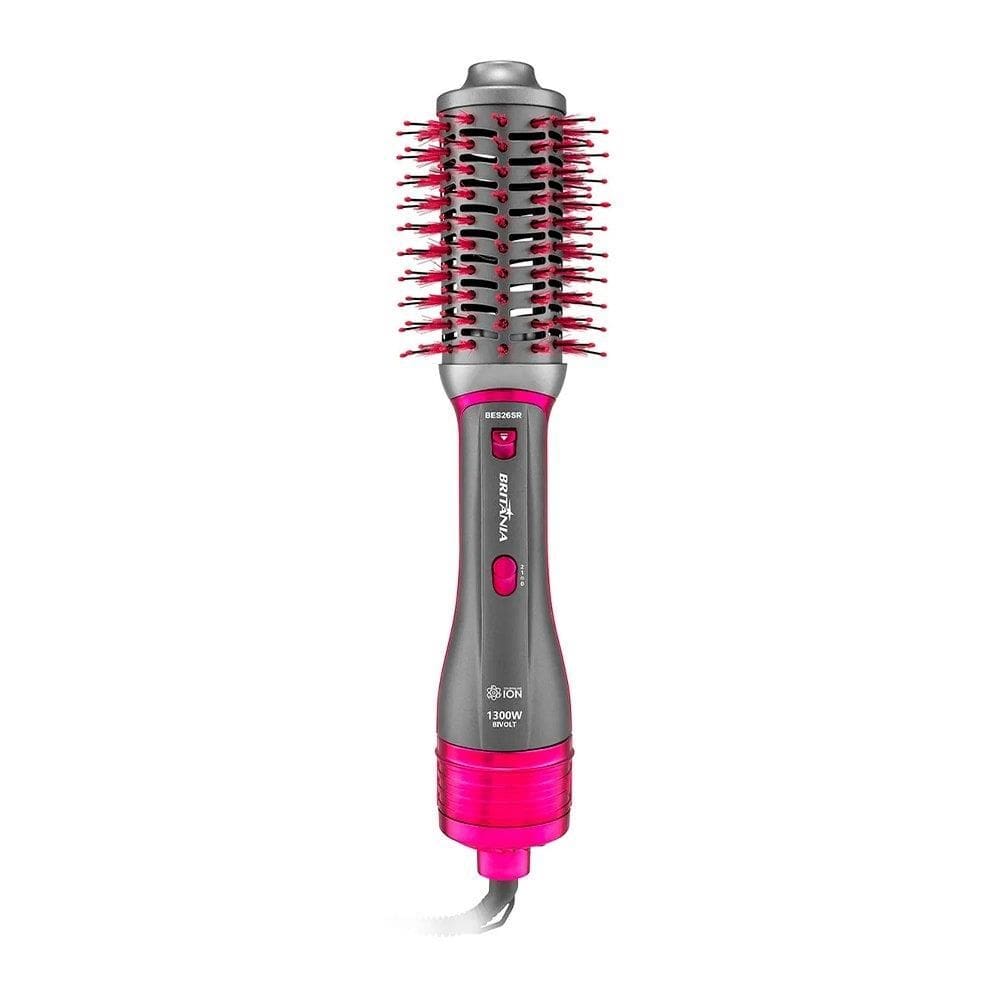 Escova Secadora Britânia BES26SR 1300W - 4 em 1, 2 Velocidade, 2 Temperatura, Prata/Rosa, Bivolt