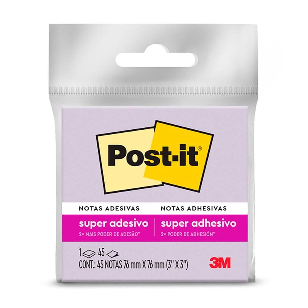 Bloco de notas super adesivas Post it roxo 76x76mm 45 fls 3M