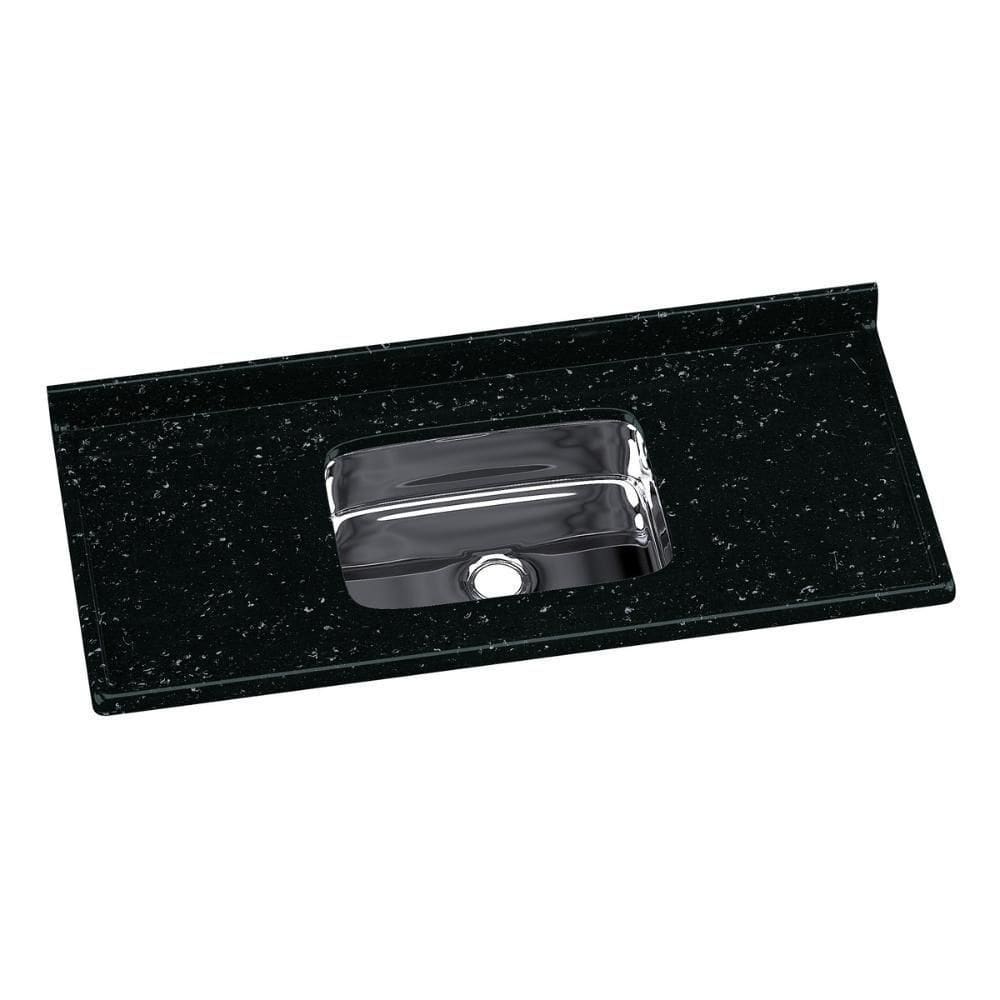 Pia De Cozinha Mármore Sintético 120x55cm Com Cuba Aço Inox Multimóveis CR20472 Preto