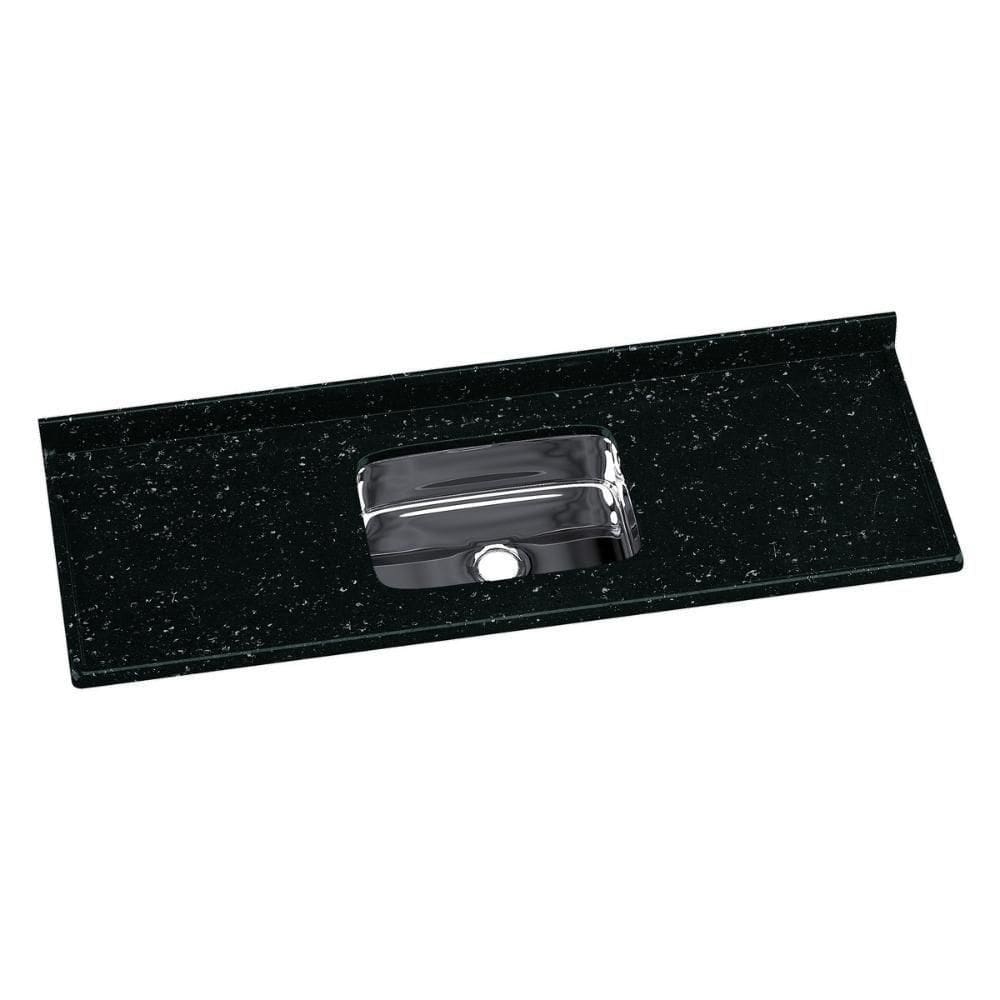 Pia De Cozinha Mármore Sintético 150x55cm Com Cuba Aço Inox Multimóveis CR20474 Preto