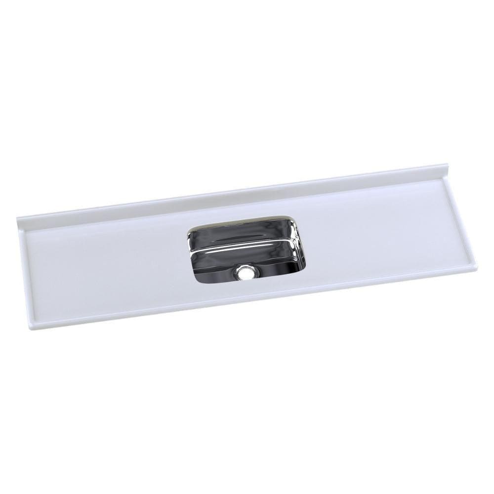 Pia De Cozinha Mármore Sintético 180x55cm Com Cuba Aço Inox Multimóveis CR20476 Gelo