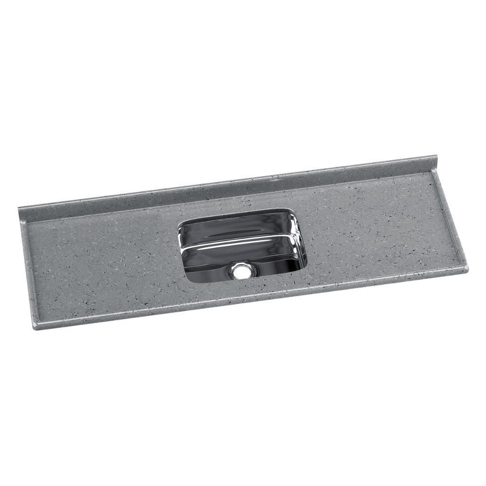 Pia De Cozinha Mármore Sintético 160x55cm Com Cuba Aço Inox Multimóveis CR20475 Cinza