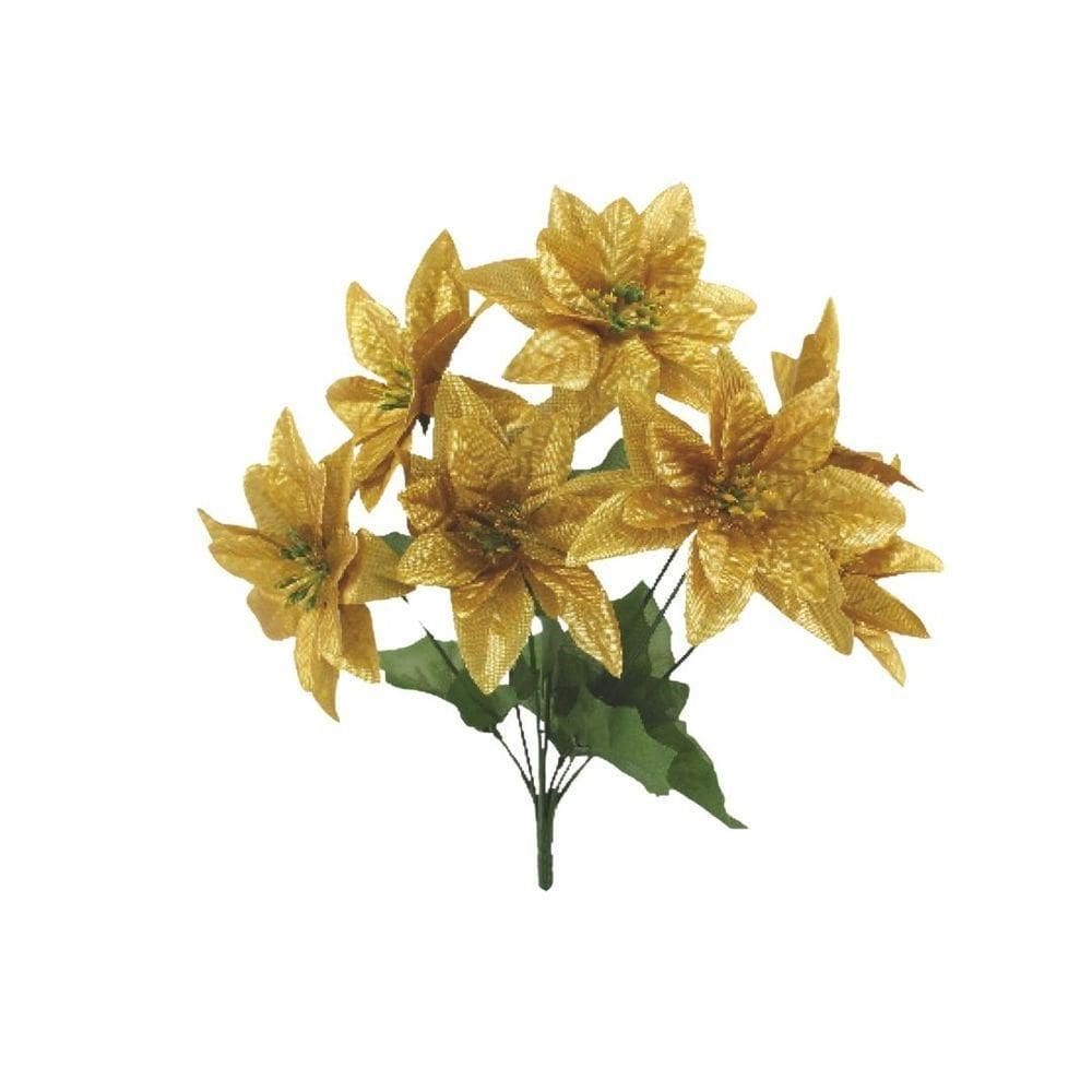 Buquê Natalino Bico De Papagaio Dourado Prime 30cm 7 Flores - Magizi