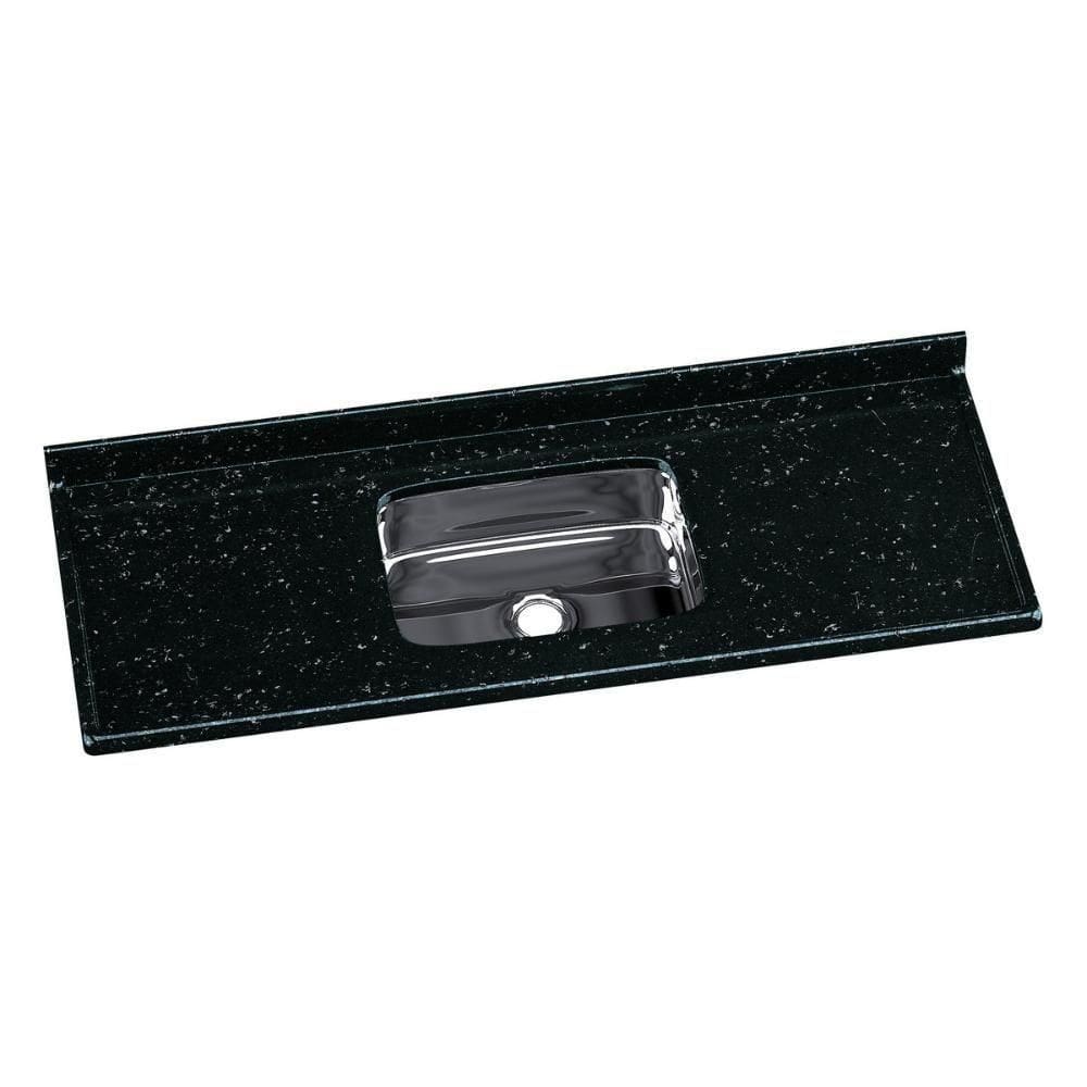 Pia De Cozinha Mármore Sintético 140x55cm Com Cuba Aço Inox Multimóveis CR20473 Preto