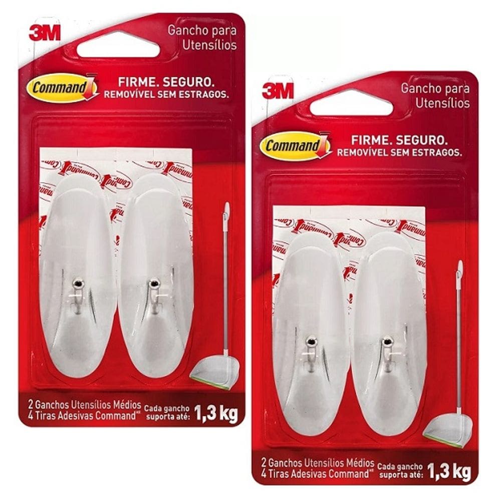 Kit com 4 Gancho Adesivo Command Medio ATE 1,3KG 3M