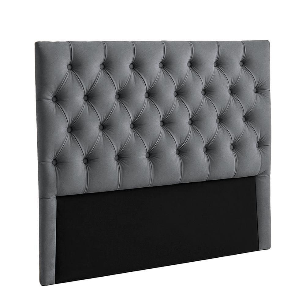 Cabeceira Estofada Casal Luna Nature Veludo Grafite 138x136