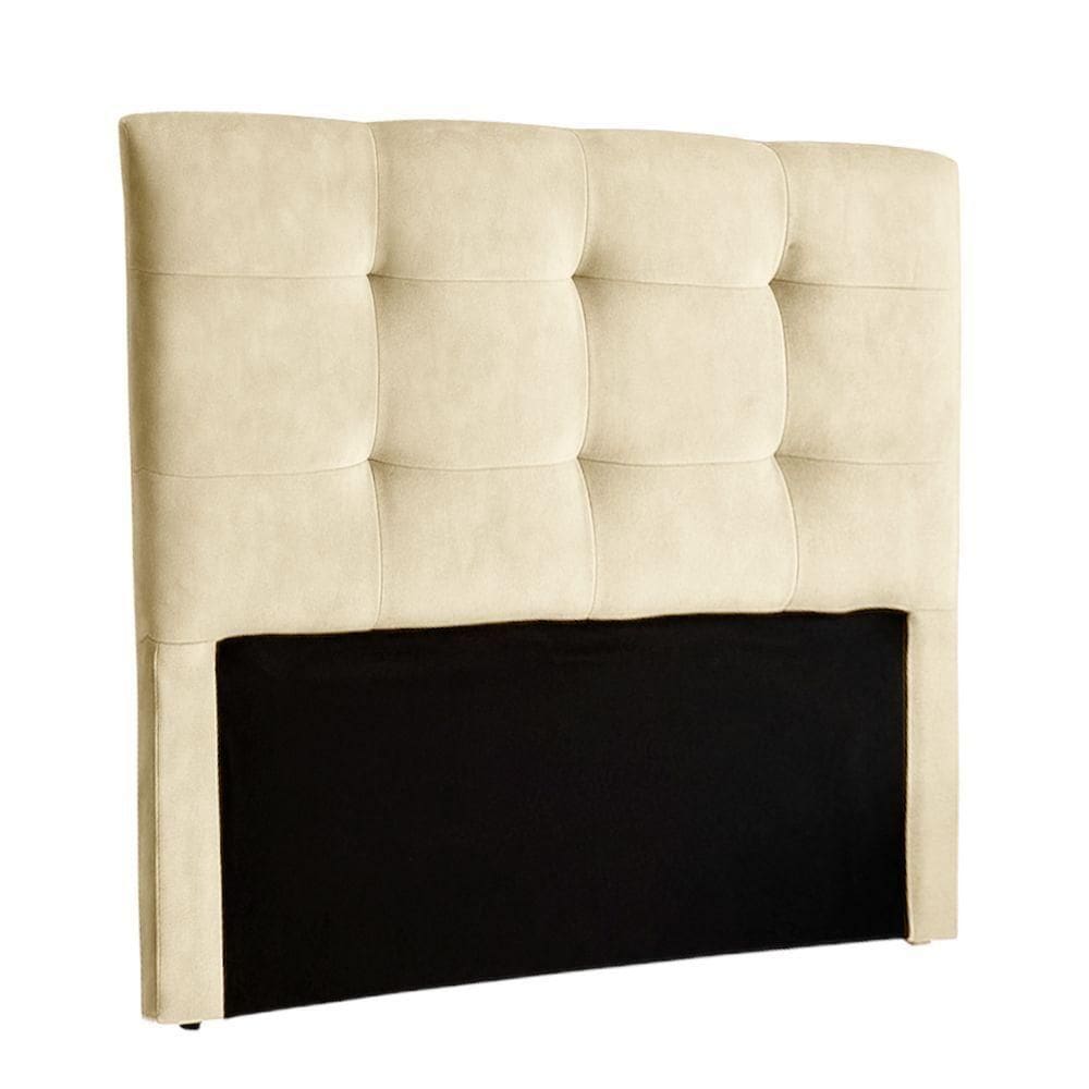 Cabeceira Estofada Queen Alice Nature Veludo Perola 158x136