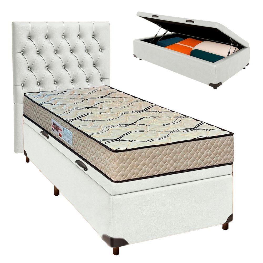 Cama + Bau Blindado E Colchão D33 Solteiro - Maxsono Paropas + Cabeceira