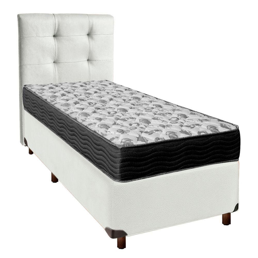 Cama Box + Colchão Solteiro Ortobom D33 Iso100 + Cabeceira Estofada