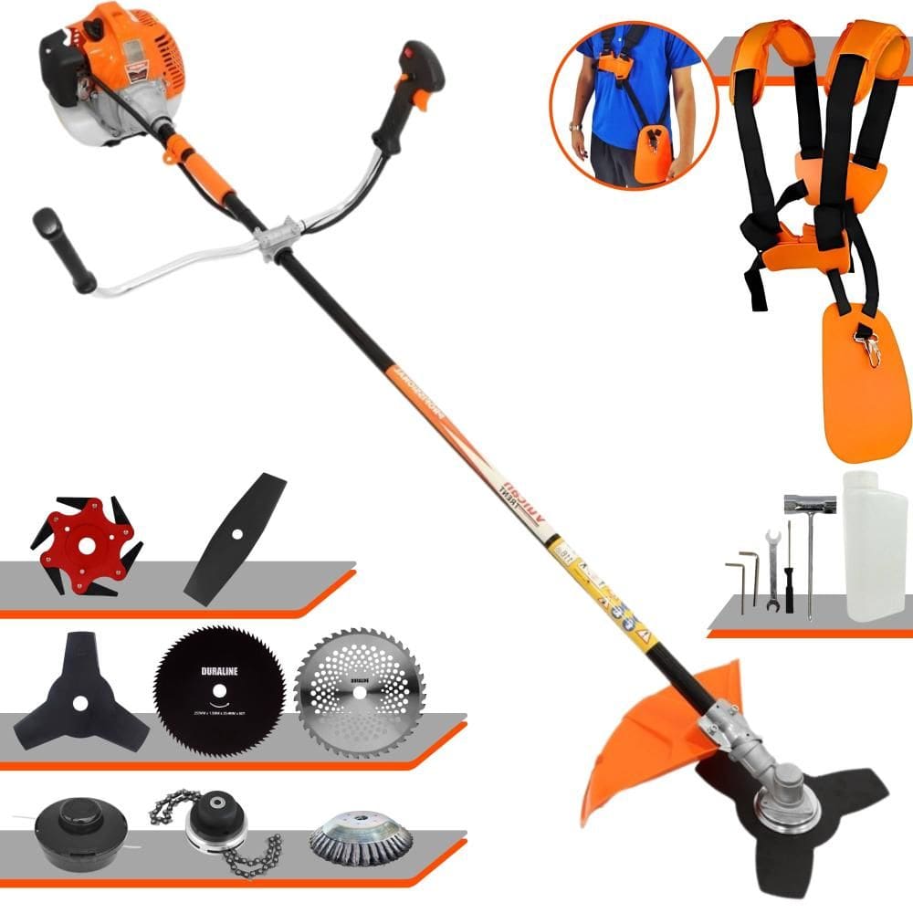 Podador de Grama Vulcan VR520H 52cc 2T 2,5HP Com Carretel de Nylon + Facas 2 Pontas, 3 Pontas, 6 Pontas, 40 Dentes, 80 Dentes, Trimmer e Escova de Aço