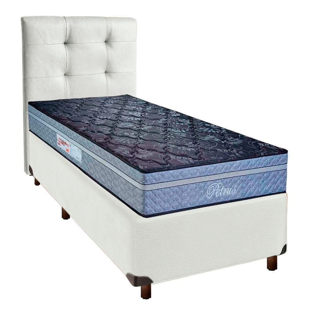 Kit Cabeceira + Cama Box + Colchão Solteiro Molas Ensacadas Petrus Paropas
