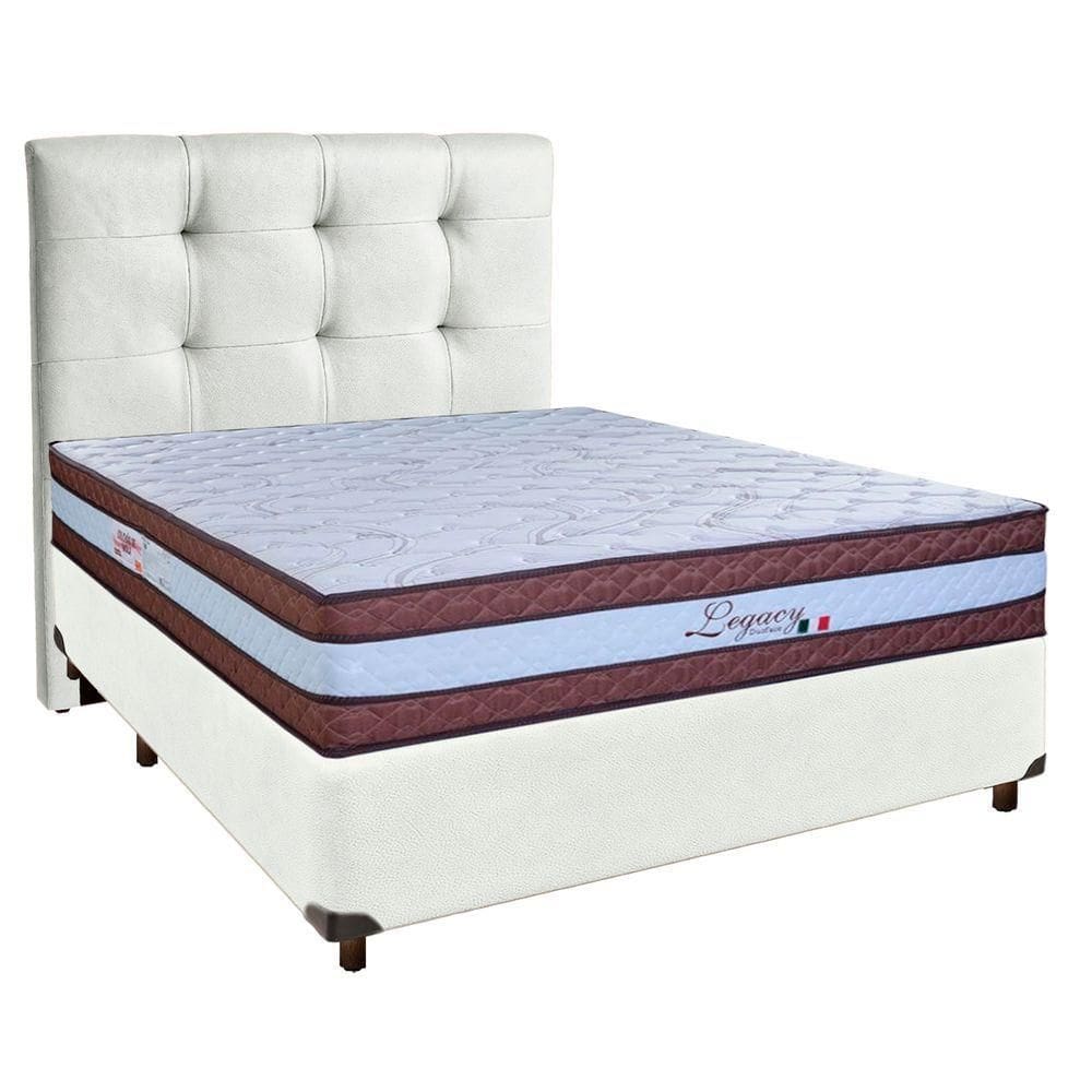 Kit Cama Box + Cabeceira + Colchão Casal Molas Ensacadas - Legaccy - Paropas