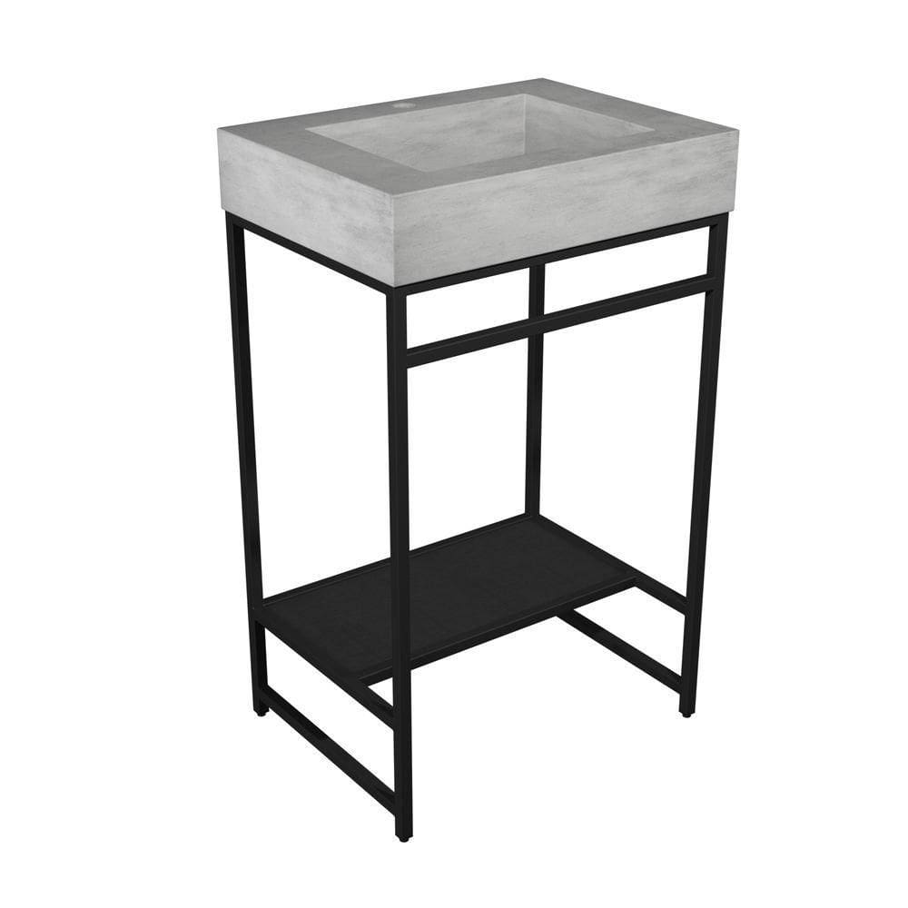 Gabinete Banheiro Ferro Iron Black 60x45cm Cuba Rennes Concreto