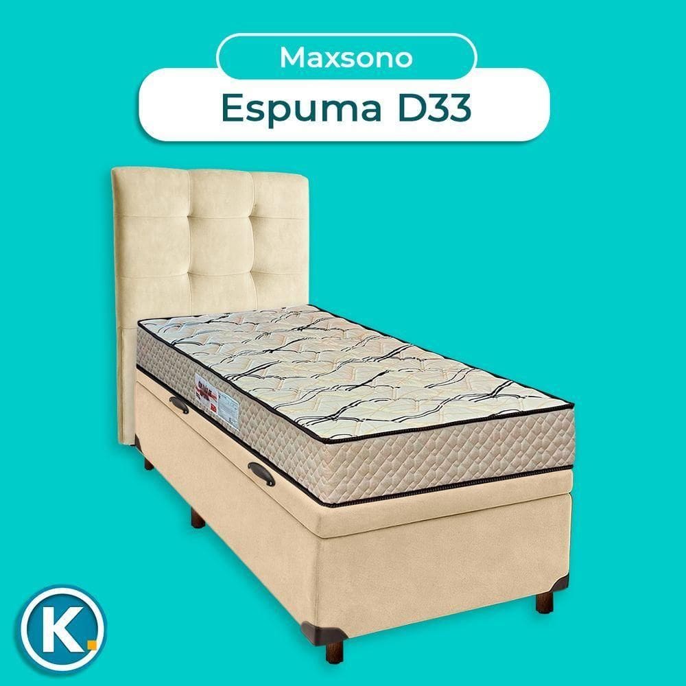 Kit Cabeceira + Cama Box Bau + Colchão Solteiro D33 Maxsono Paropas