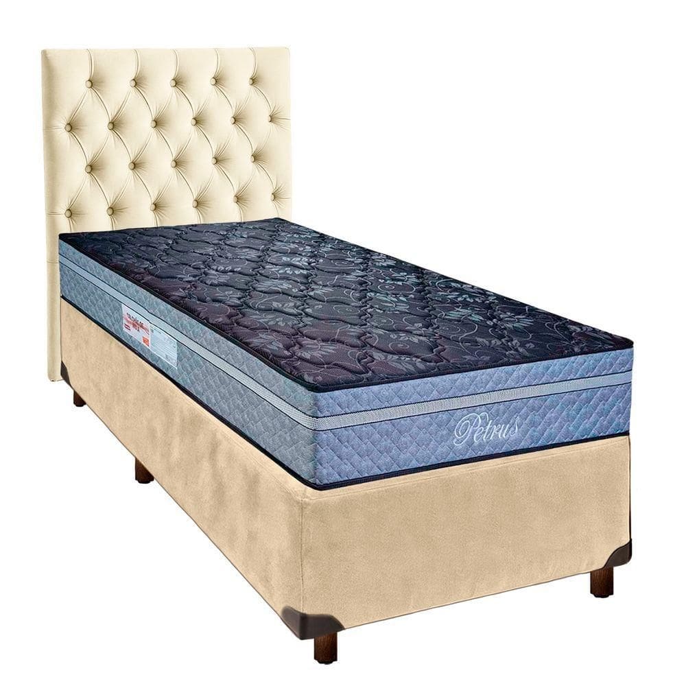 Kit Cabeceira + Cama Box + Colchão Solteiro Molas Ensacadas Petrus Paropas