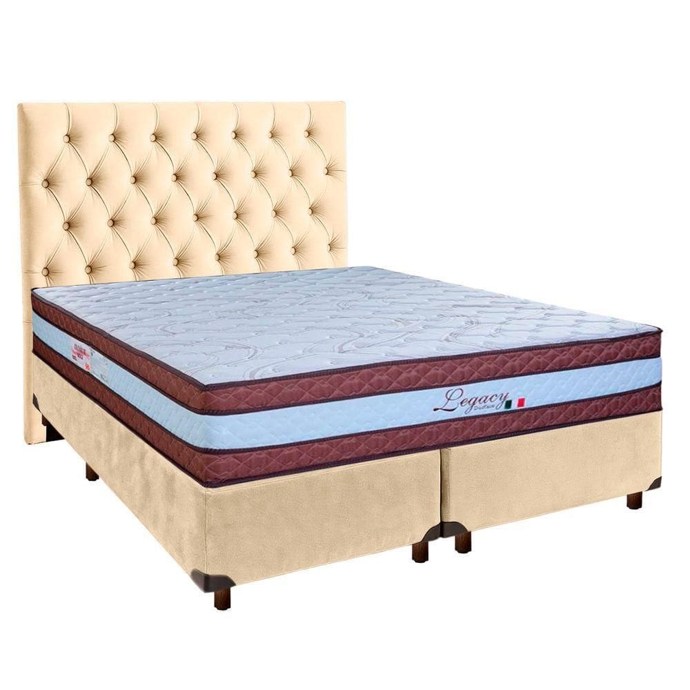 Kit Cama Box + Cabeceira + Colchão Casal Molas Ensacadas - Legaccy - Paropas