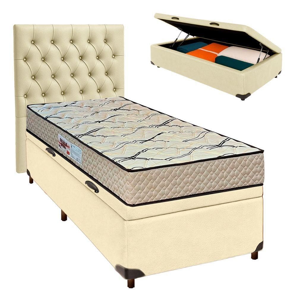 Kit Cama Box Bau + Cabeceira + Colchão Solteiro D33 - Maxsono - Paropas