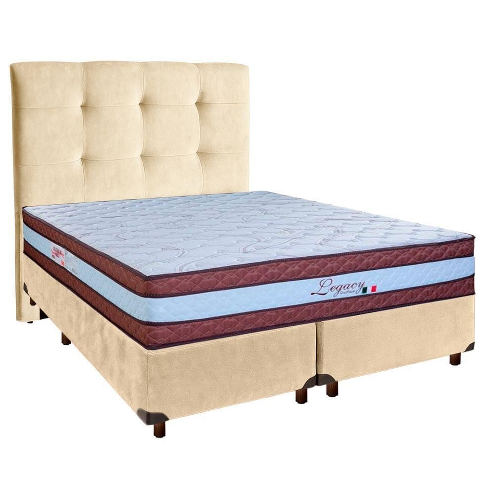 Kit Cama Box + Cabeceira + Colchão Queen Molas Ensacadas - Legaccy - Paropas