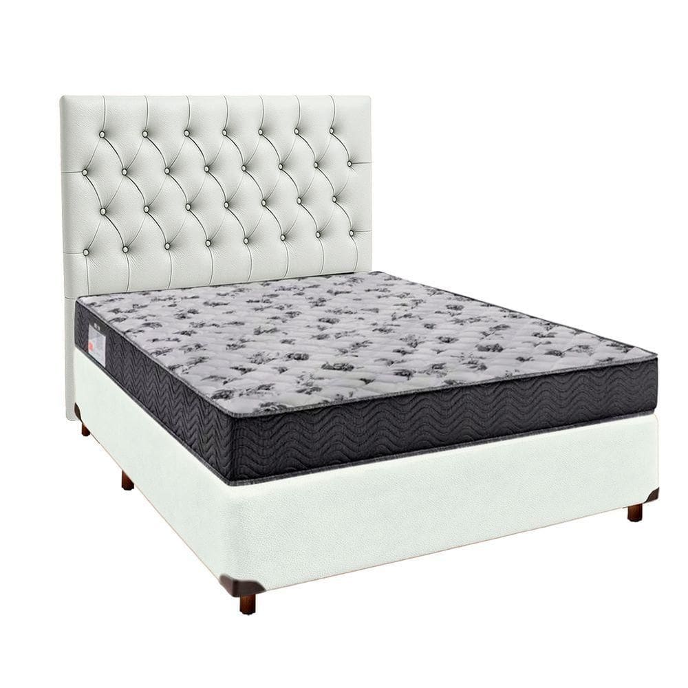 Cama + Box Branco E Colchão Ortobom D33 Casal - Iso100 + Cabeceira