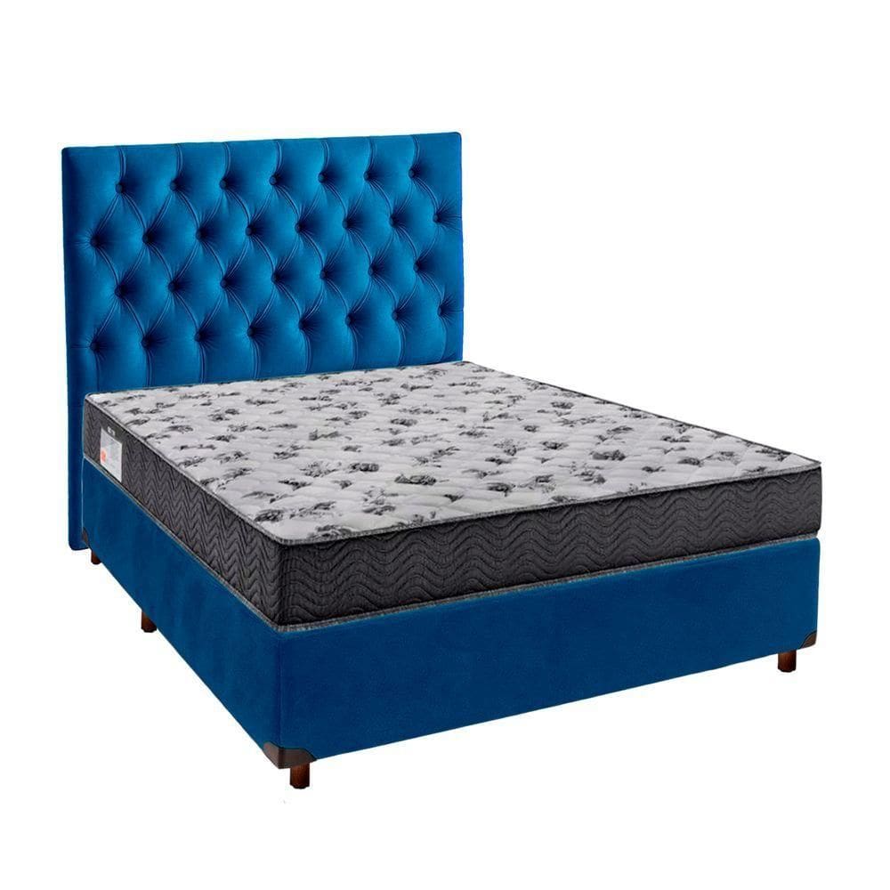 Cama Box + Colchão Casal Ortobom D33 Iso100 + Cabeceira Estofada