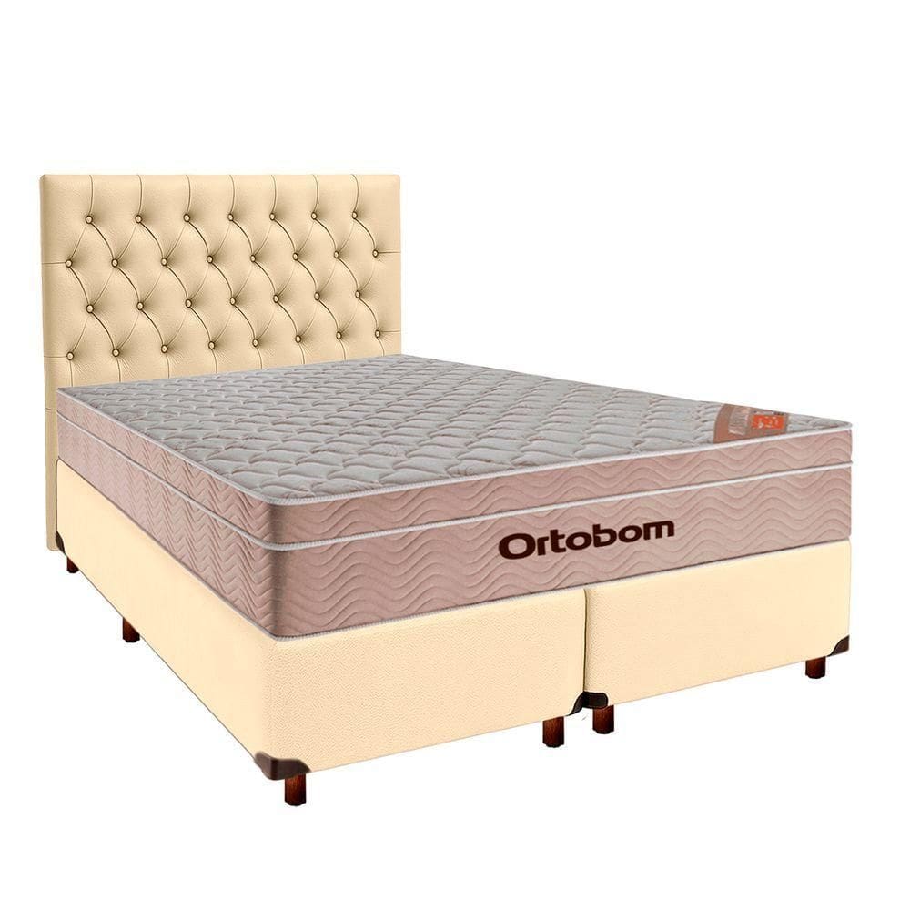 Cama Box + Colchão Queen Ortobom Molas Ensacadas Airtech + Cabeceira Estofada
