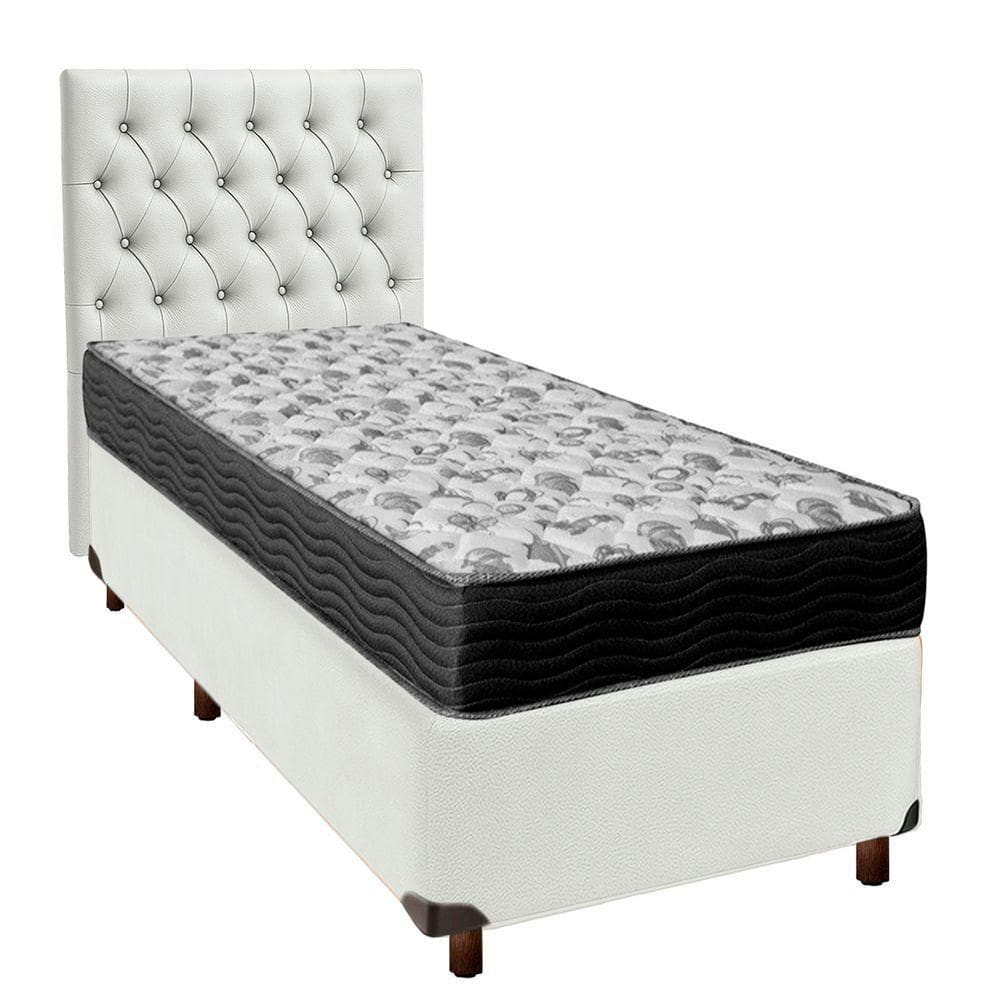 Cama Box + Colchão Solteiro Ortobom D33 Iso100 + Cabeceira Estofada