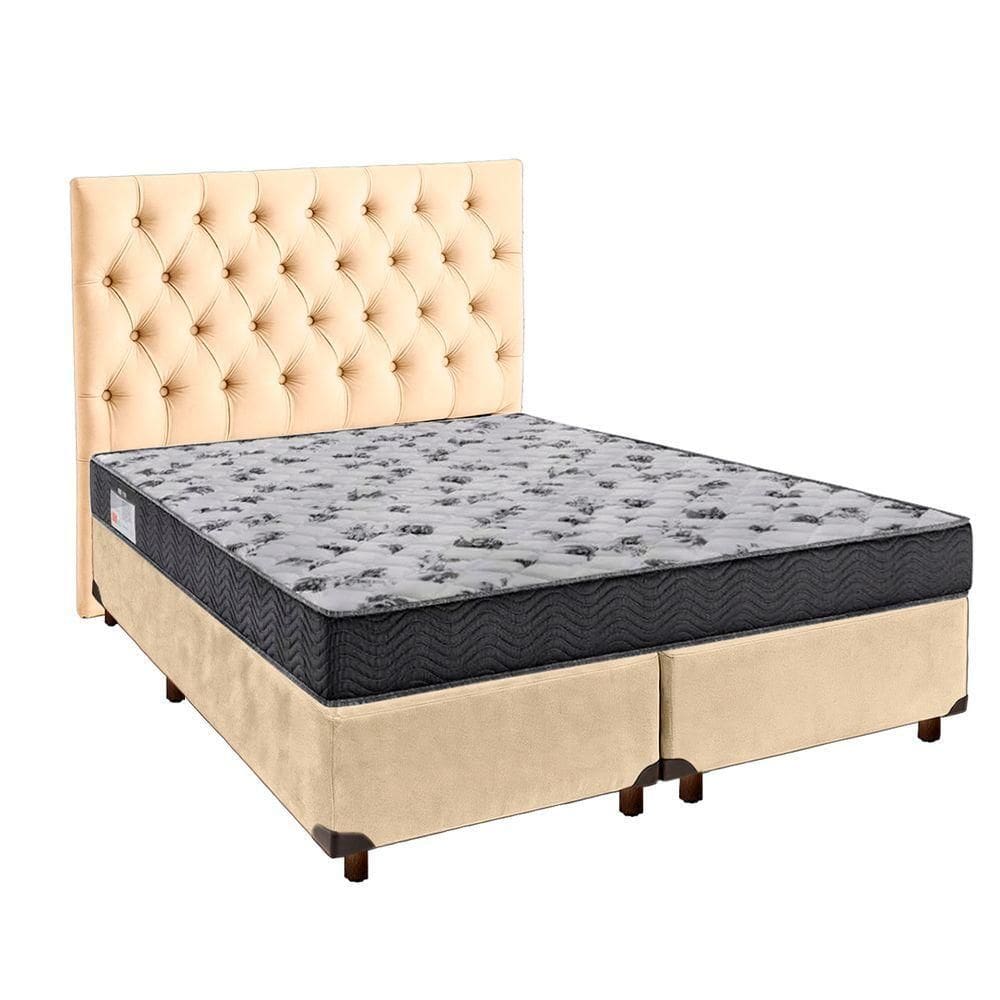Cama Box + Colchão Casal Ortobom D33 Iso100 + Cabeceira Estofada