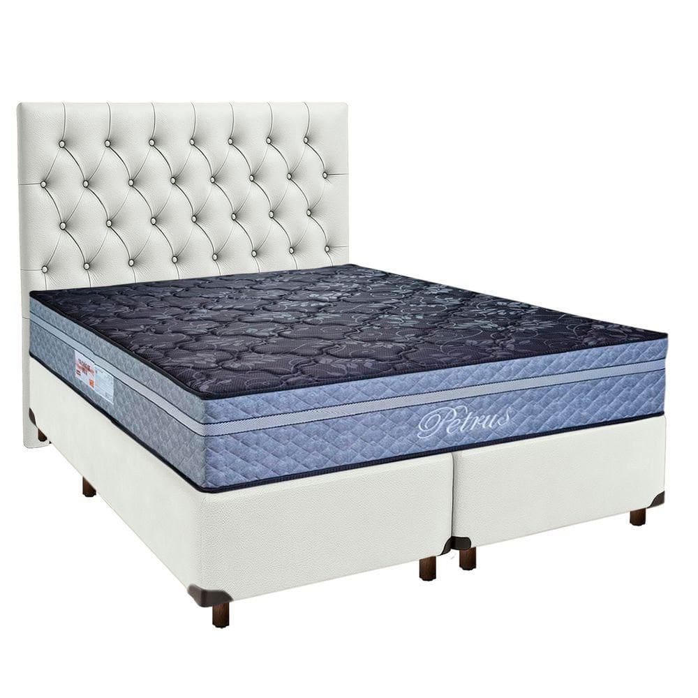 Kit Cabeceira + Cama Box + Colchão Queen Molas Ensacadas Petrus Paropas